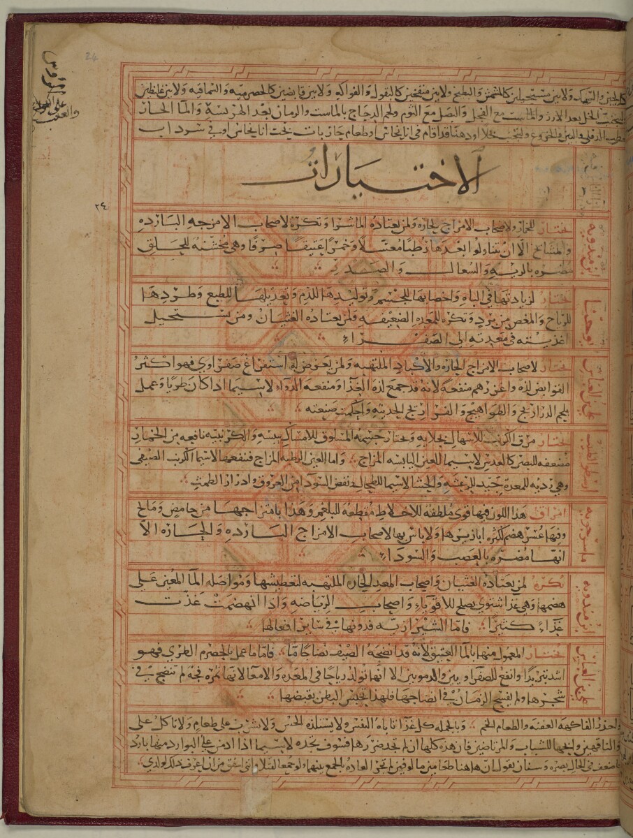 Taqwīm al-ṣiḥḥah تقويم الصحّة Ibn Buṭlān ابن بطلان [&lrm;24r] (58/106)